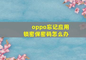 oppo忘记应用锁密保密码怎么办