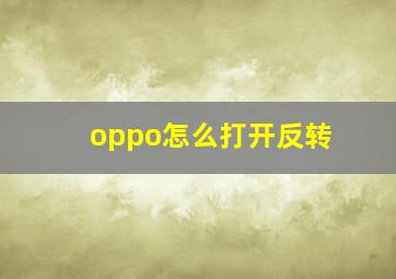 oppo怎么打开反转