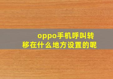 oppo手机呼叫转移在什么地方设置的呢