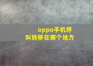 oppo手机呼叫转移在哪个地方