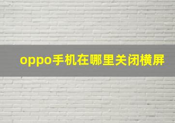 oppo手机在哪里关闭横屏