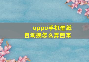 oppo手机壁纸自动换怎么弄回来