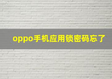 oppo手机应用锁密码忘了