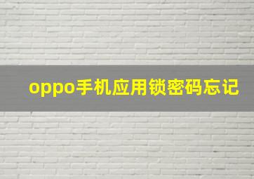 oppo手机应用锁密码忘记