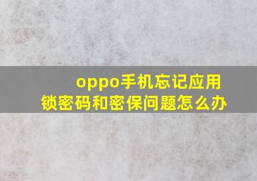 oppo手机忘记应用锁密码和密保问题怎么办