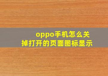 oppo手机怎么关掉打开的页面图标显示