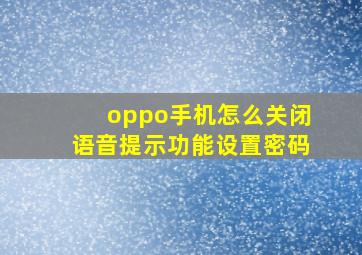 oppo手机怎么关闭语音提示功能设置密码