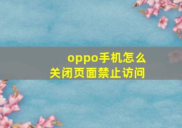 oppo手机怎么关闭页面禁止访问