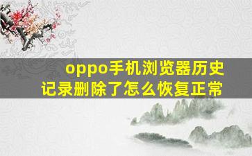 oppo手机浏览器历史记录删除了怎么恢复正常