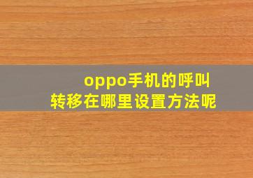 oppo手机的呼叫转移在哪里设置方法呢