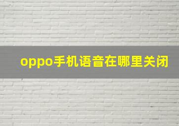 oppo手机语音在哪里关闭