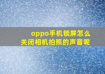 oppo手机锁屏怎么关闭相机拍照的声音呢