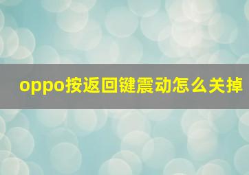 oppo按返回键震动怎么关掉