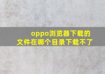 oppo浏览器下载的文件在哪个目录下载不了