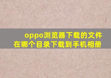 oppo浏览器下载的文件在哪个目录下载到手机相册