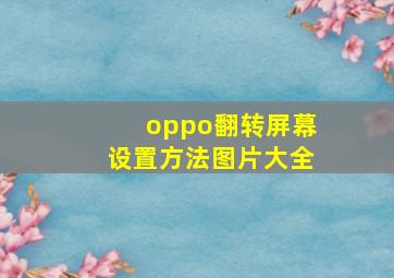 oppo翻转屏幕设置方法图片大全