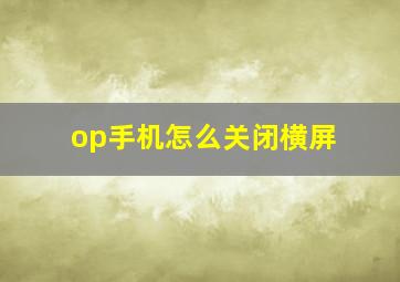 op手机怎么关闭横屏