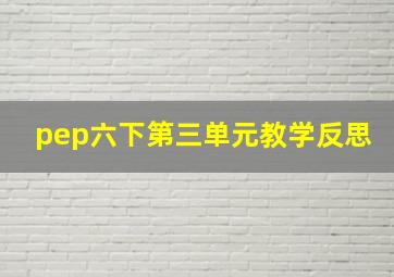 pep六下第三单元教学反思