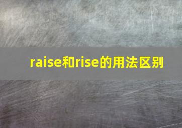 raise和rise的用法区别