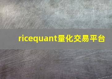 ricequant量化交易平台