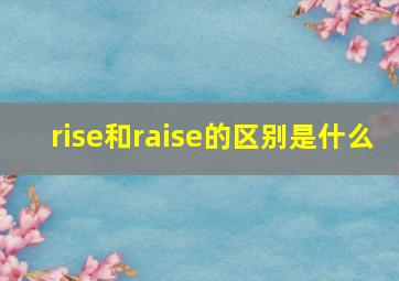 rise和raise的区别是什么