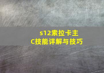 s12索拉卡主C技能详解与技巧