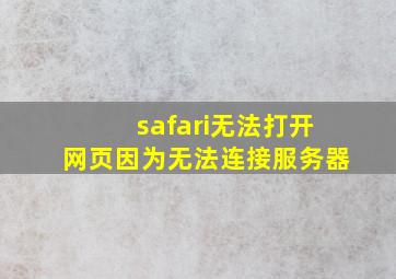 safari无法打开网页因为无法连接服务器