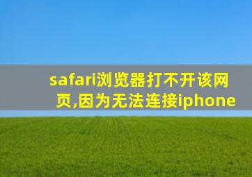 safari浏览器打不开该网页,因为无法连接iphone