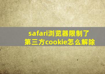 safari浏览器限制了第三方cookie怎么解除