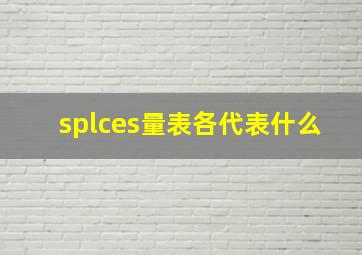 splces量表各代表什么