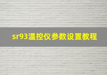 sr93温控仪参数设置教程