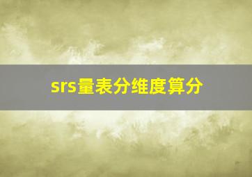 srs量表分维度算分