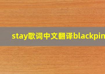 stay歌词中文翻译blackpink