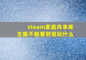 steam家庭共享库主能不能看到我玩什么