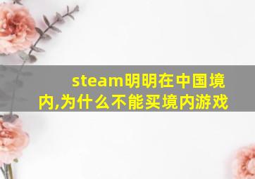 steam明明在中国境内,为什么不能买境内游戏