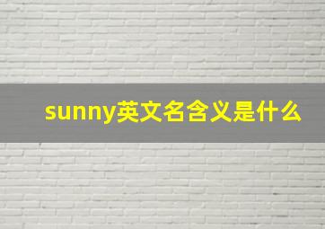 sunny英文名含义是什么