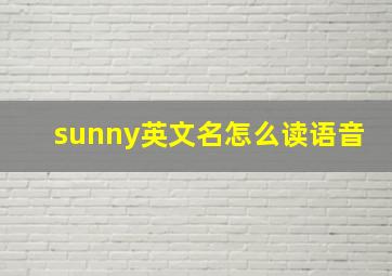 sunny英文名怎么读语音