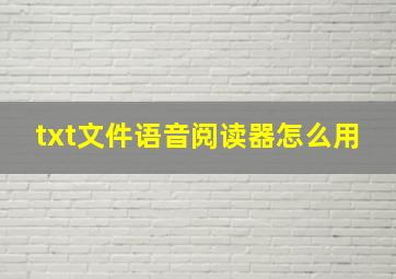 txt文件语音阅读器怎么用