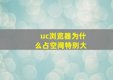 uc浏览器为什么占空间特别大