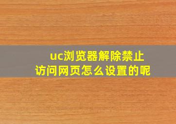 uc浏览器解除禁止访问网页怎么设置的呢