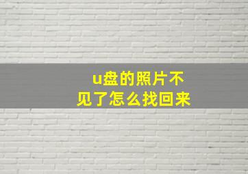 u盘的照片不见了怎么找回来