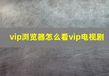 vip浏览器怎么看vip电视剧