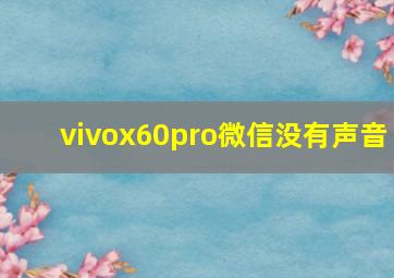 vivox60pro微信没有声音