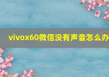 vivox60微信没有声音怎么办