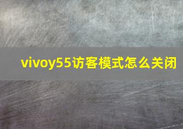 vivoy55访客模式怎么关闭