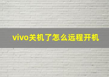 vivo关机了怎么远程开机