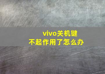 vivo关机键不起作用了怎么办