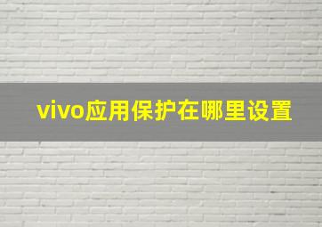 vivo应用保护在哪里设置