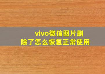 vivo微信图片删除了怎么恢复正常使用