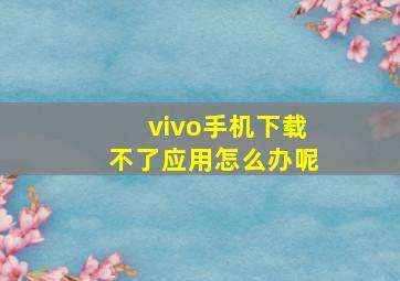 vivo手机下载不了应用怎么办呢